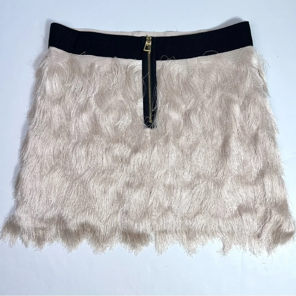 Sail to Sable Fringe Mini Skirt Cream Size 8
